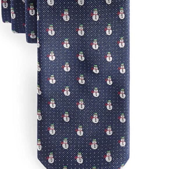 New Lauren Ralph Lauren Boys Kids Window Snowman Neck Tie Silk Blend Navy NWT - Picture 2 of 2